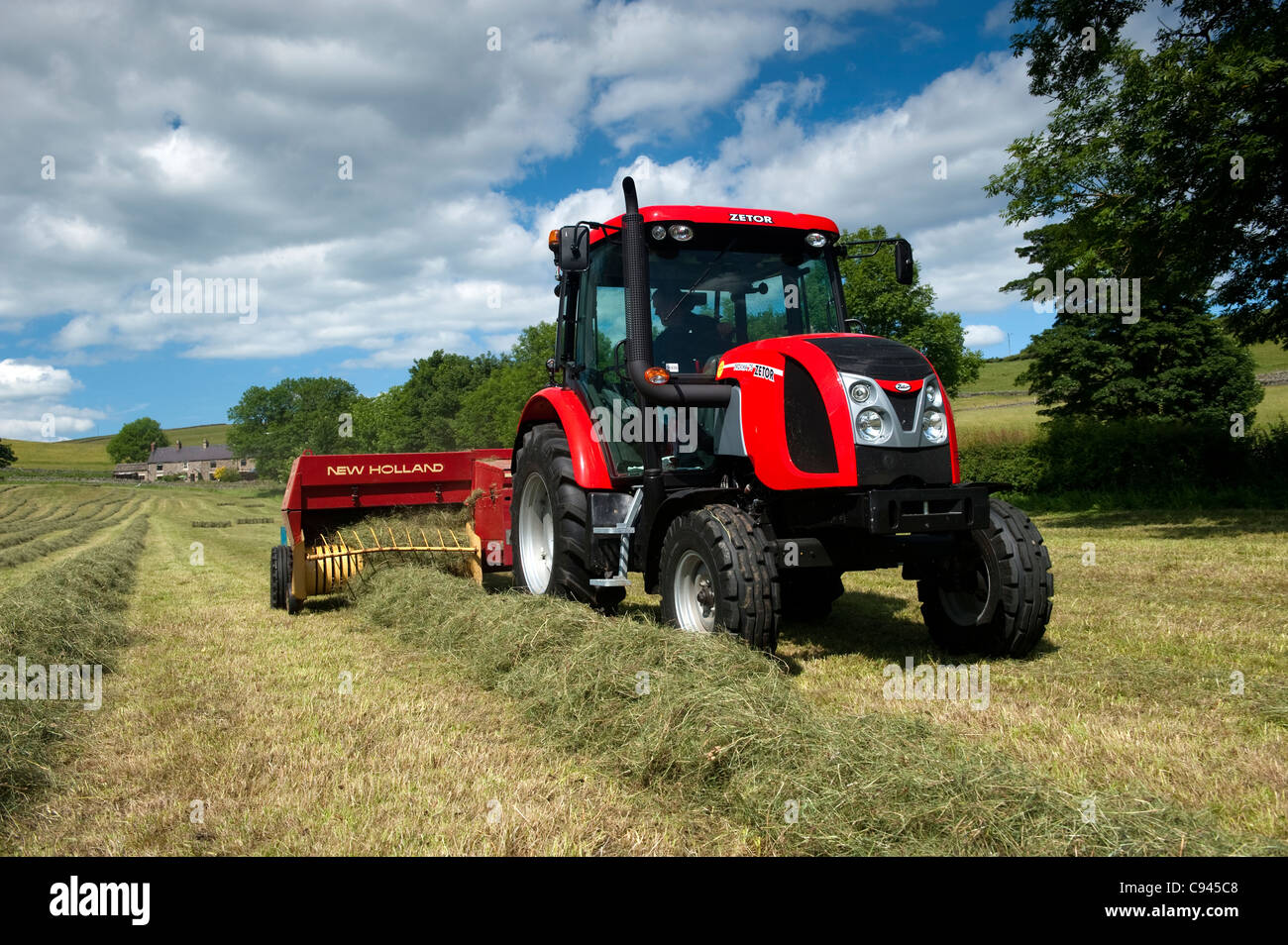 Baling hay in Upper Teesdale with a Zetor Proxima 75 tractor and flat 8