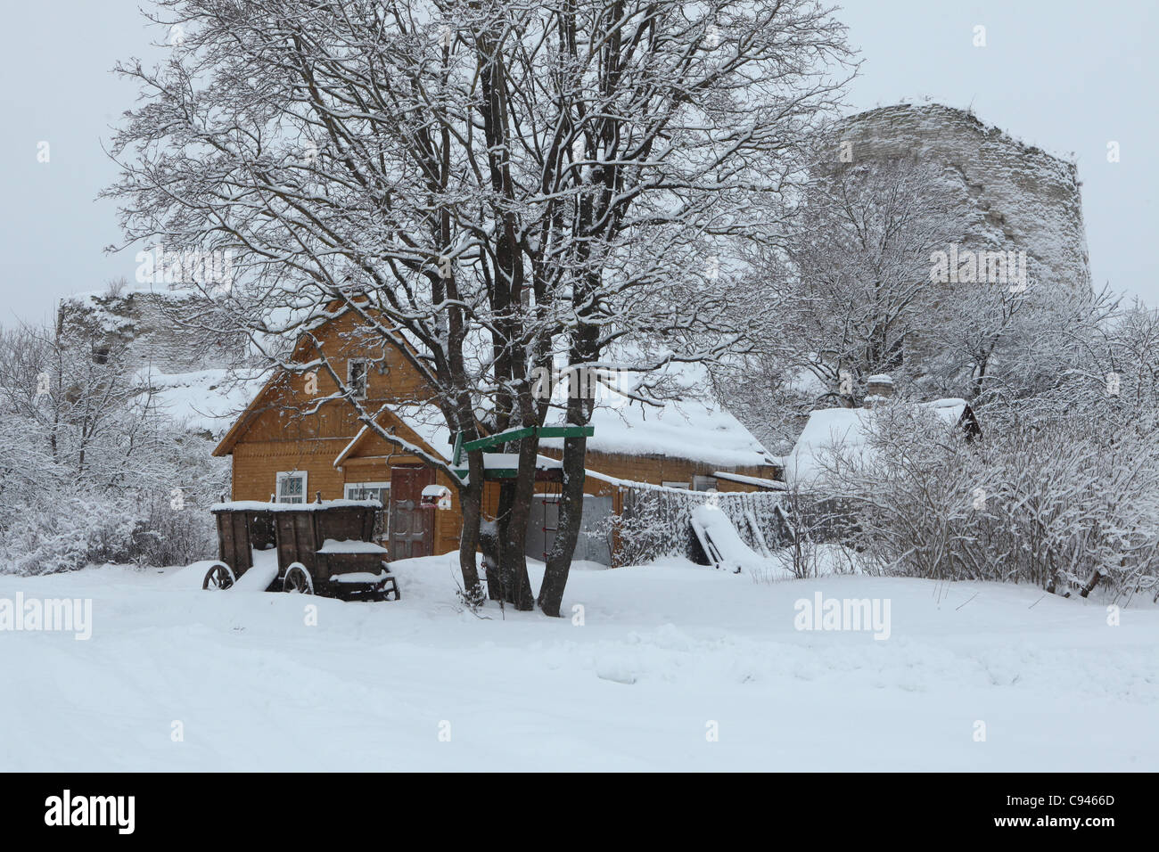 Traditional Russian House In The Izborsk Fortress In Pskov Region Russia Stock Photo Alamy