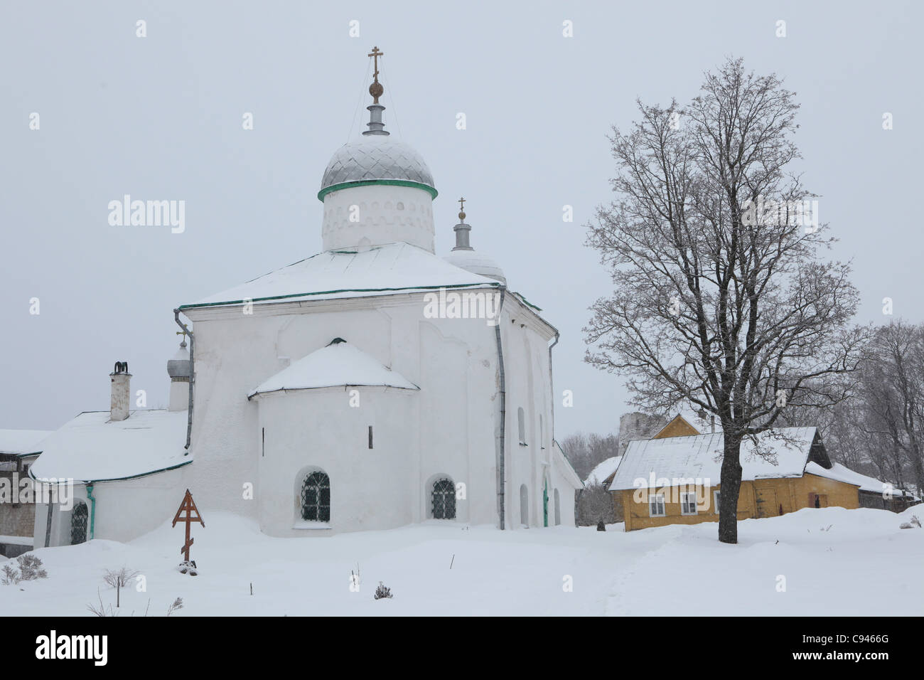 St Nicholas' church in the Izborsk Fortress in Pskov region, Russia. Stock Photo