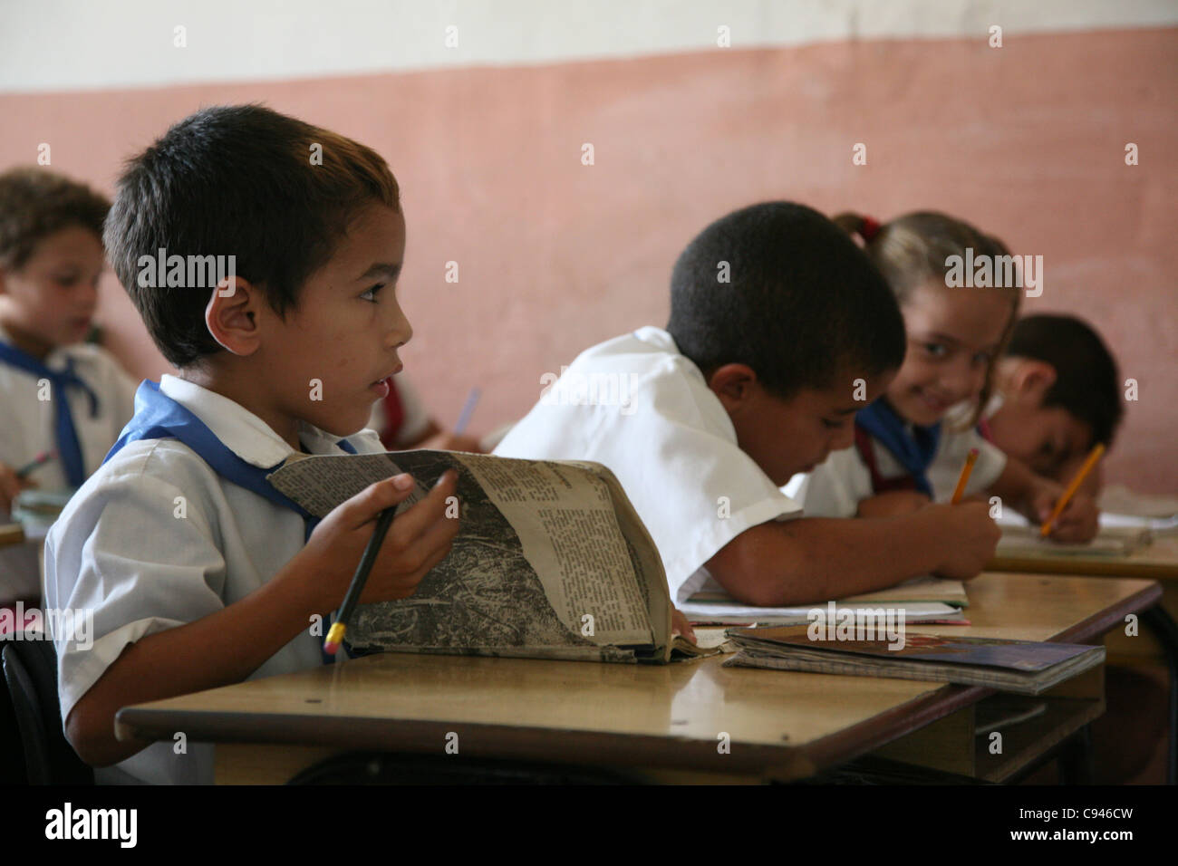 Cuban primary school in Trinidad, Cuba. Stock Photo