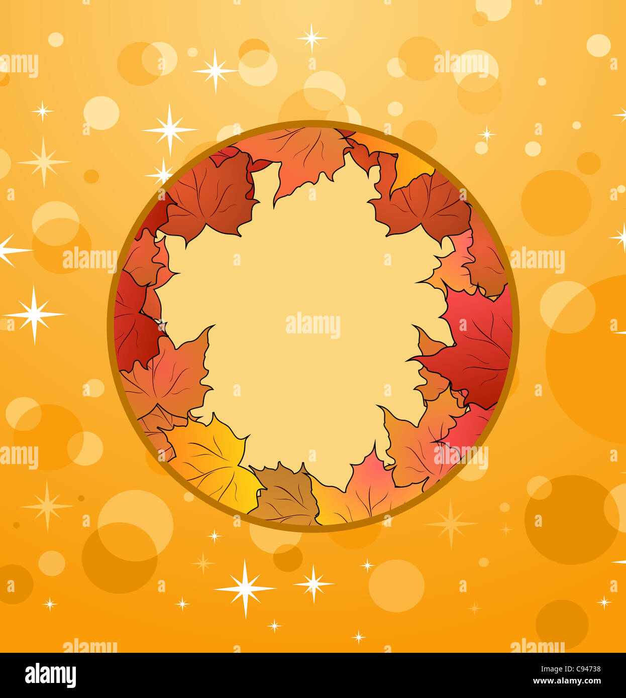 Illustration of autumn frame made in maples with effect bokeh - vector ...