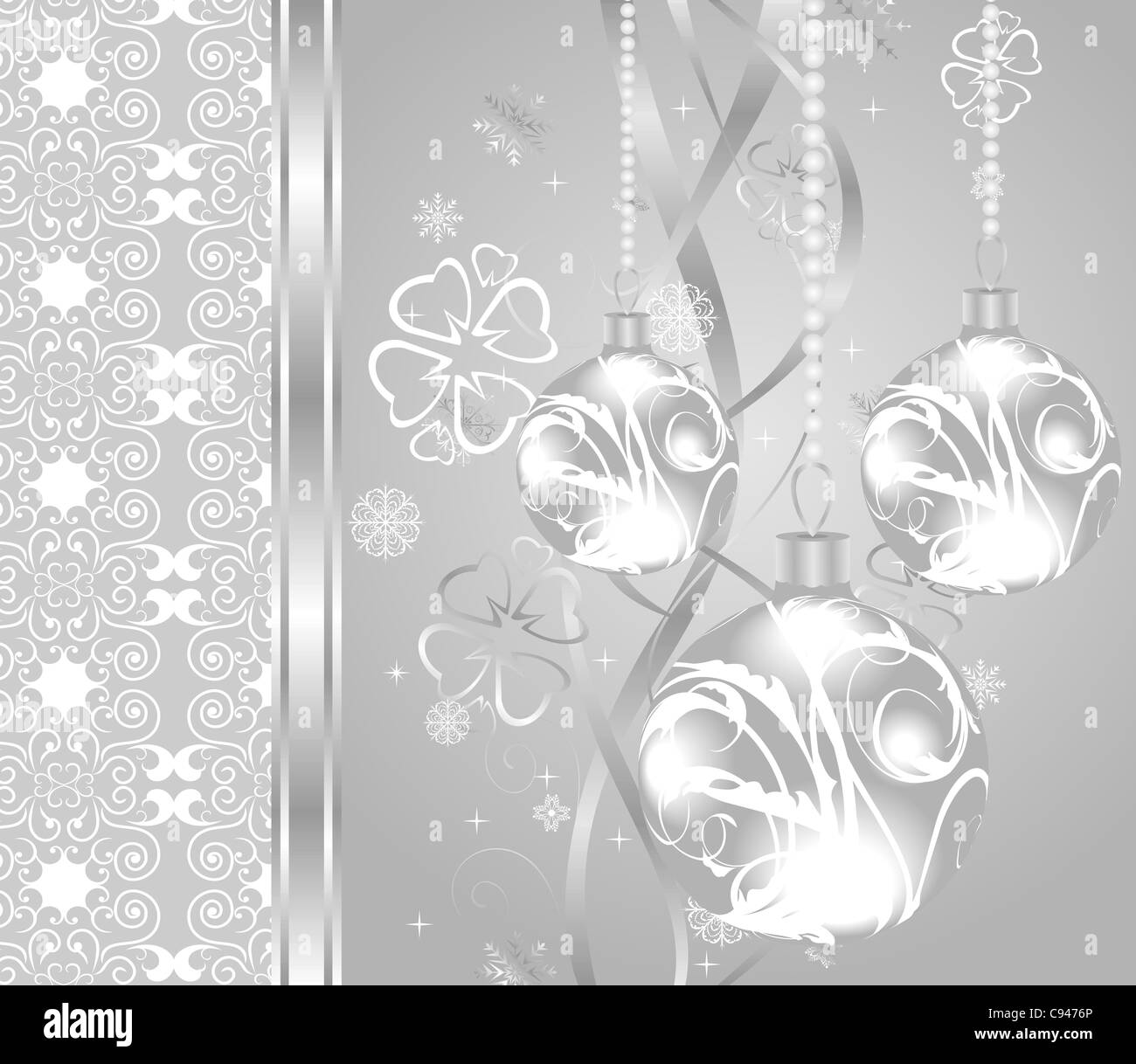Illustration set Christmas balls on snowflakes background - vector ...
