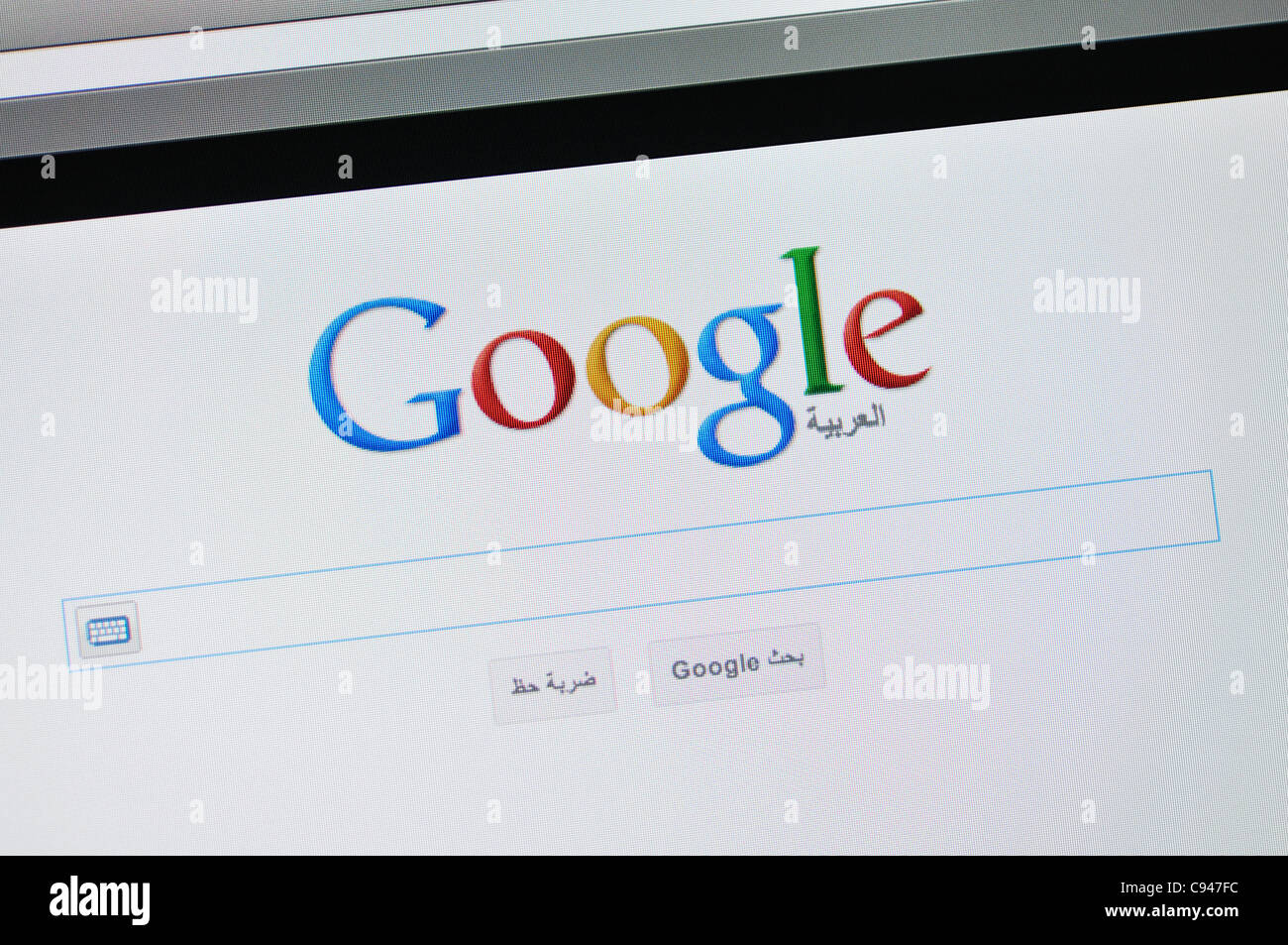 Google website - Arabic Stock Photo - Alamy