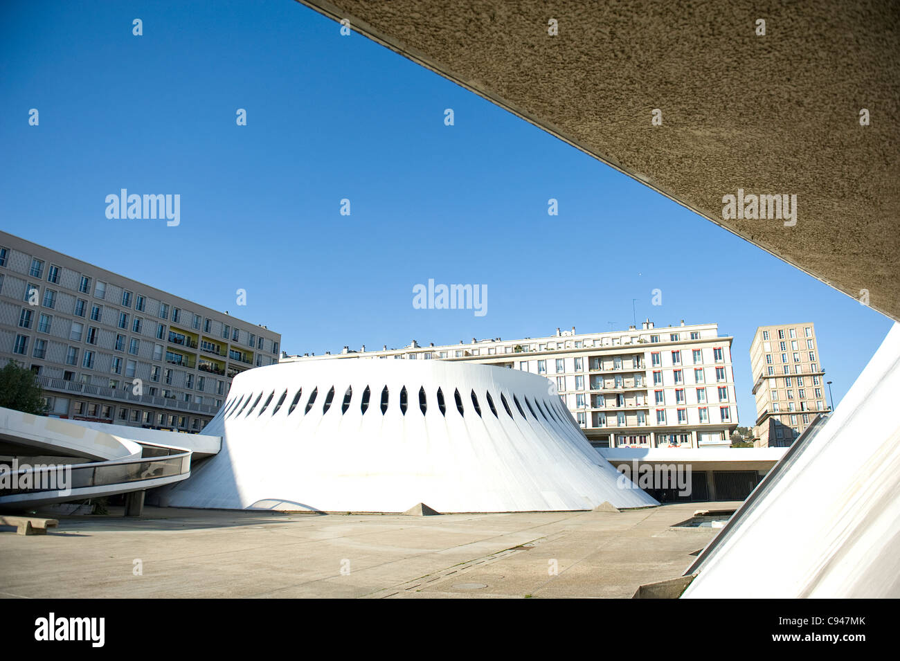 Oscar Niemeyer's cultural centre 'Volcan', part of the UNESCO world heritage site Le Havre in Seine-Maritime, Normandy, France Stock Photo