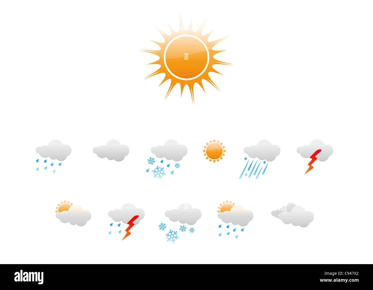 set of elegant Weather Icons for all types of weather Stock Photo - Alamy