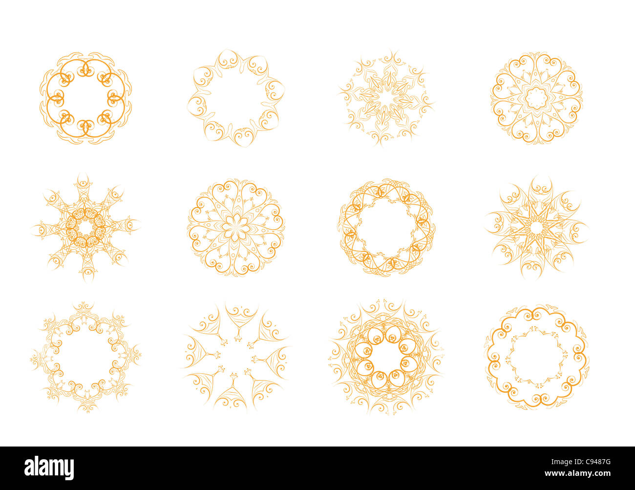 illustration set of abstract floral and ornamental elements Stock Photo ...