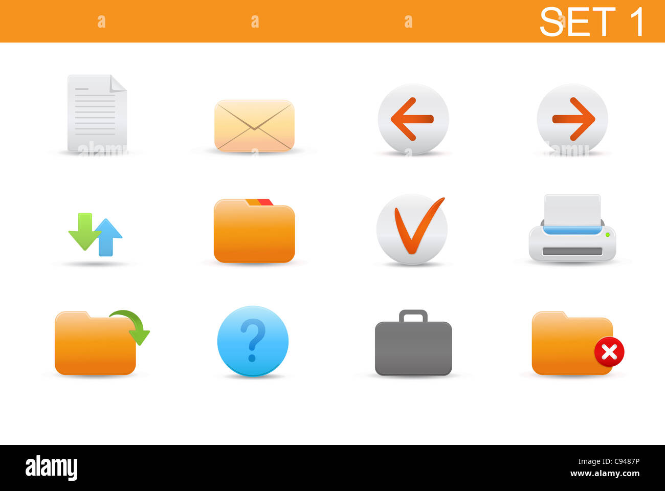 set of elegant simple icons for common computer functions. Set-1 Stock ...