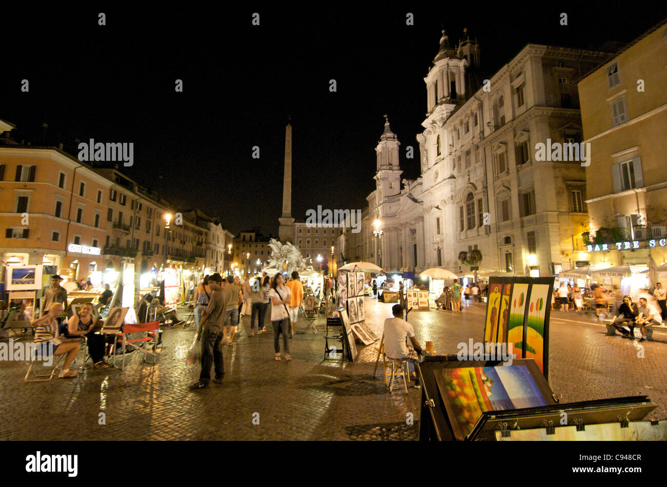 Piazza Navona, St. Agnese Church in Agone, Rome, Italy, Europe Stock Photo