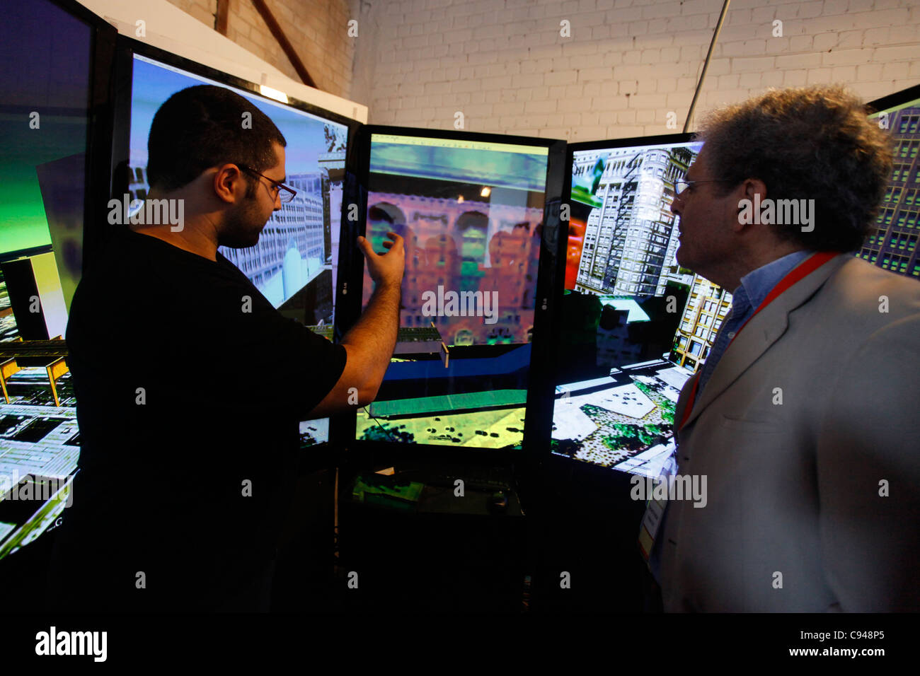 displayed at an international high tech conference in Jaffa Tel Aviv Israel Stock Photo
