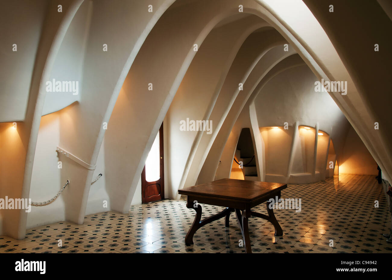 Inside the Casa Batlló, Barcelona. A house restored and designed by Antoni Gaudí. Stock Photo