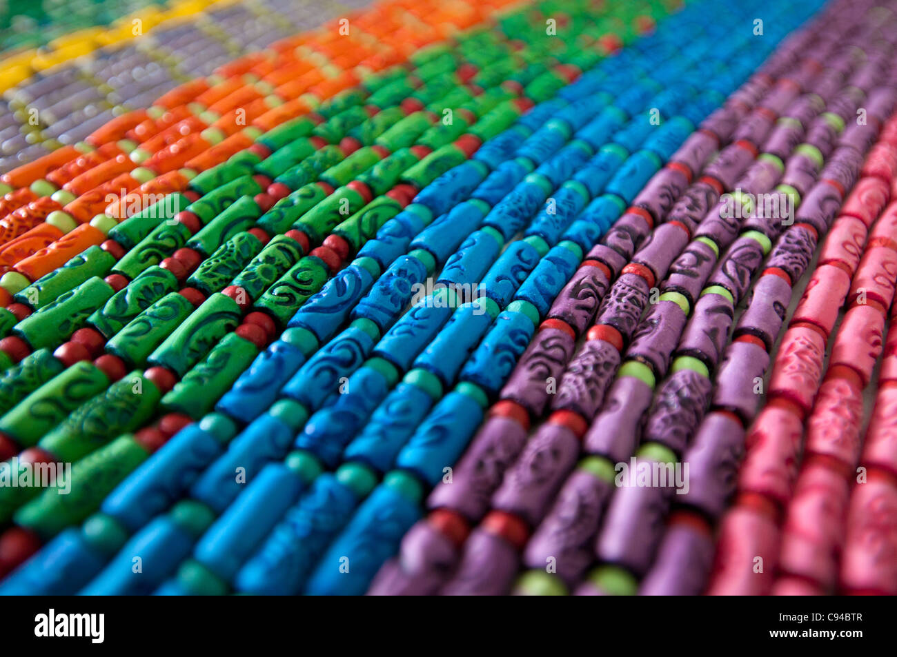 Colourful bead necklaces on sale in market, Varadero, Cuba Stock Photo