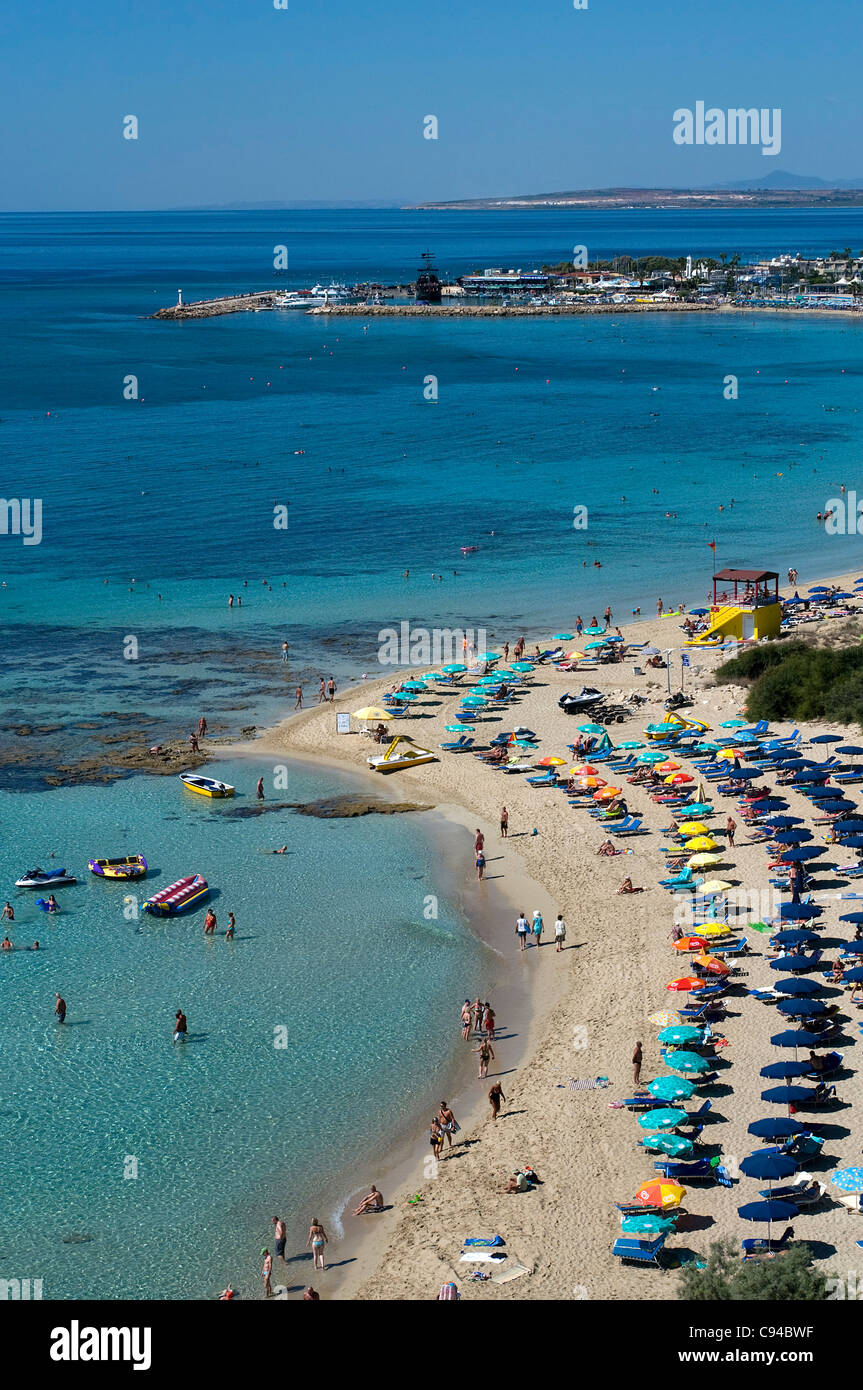 Grecian Bay beach, Ayia Napa, Cyprus Stock Photo