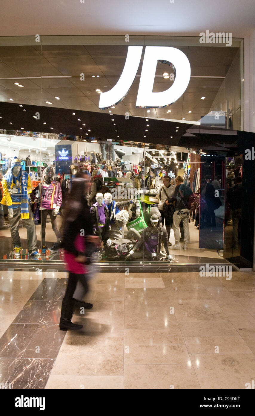 JD Sports store exterior, Westfield shopping centre Stratford London UK Stock Photo