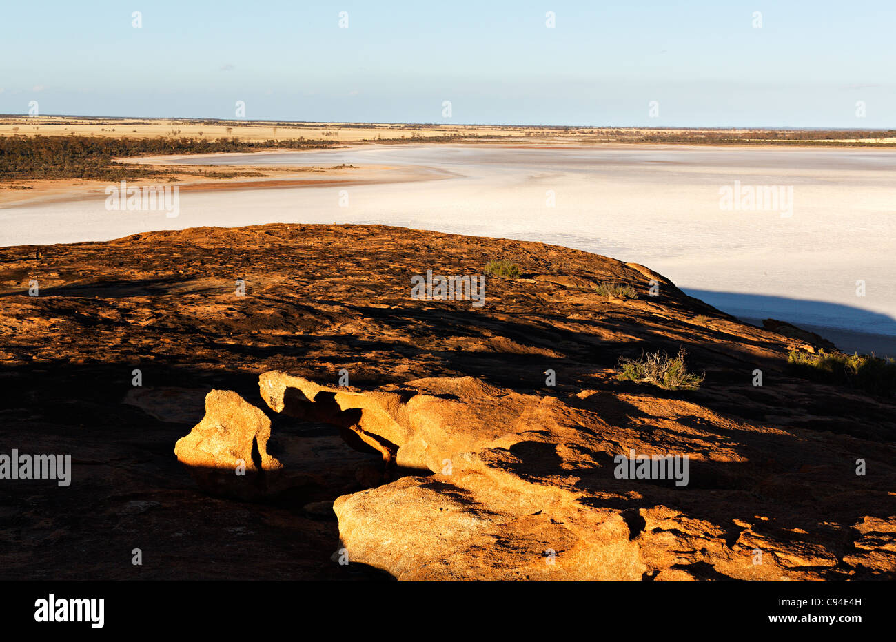 Baladjie Rock and Salt Lake, Baladjie Nature Reserve, Western Australia Stock Photo