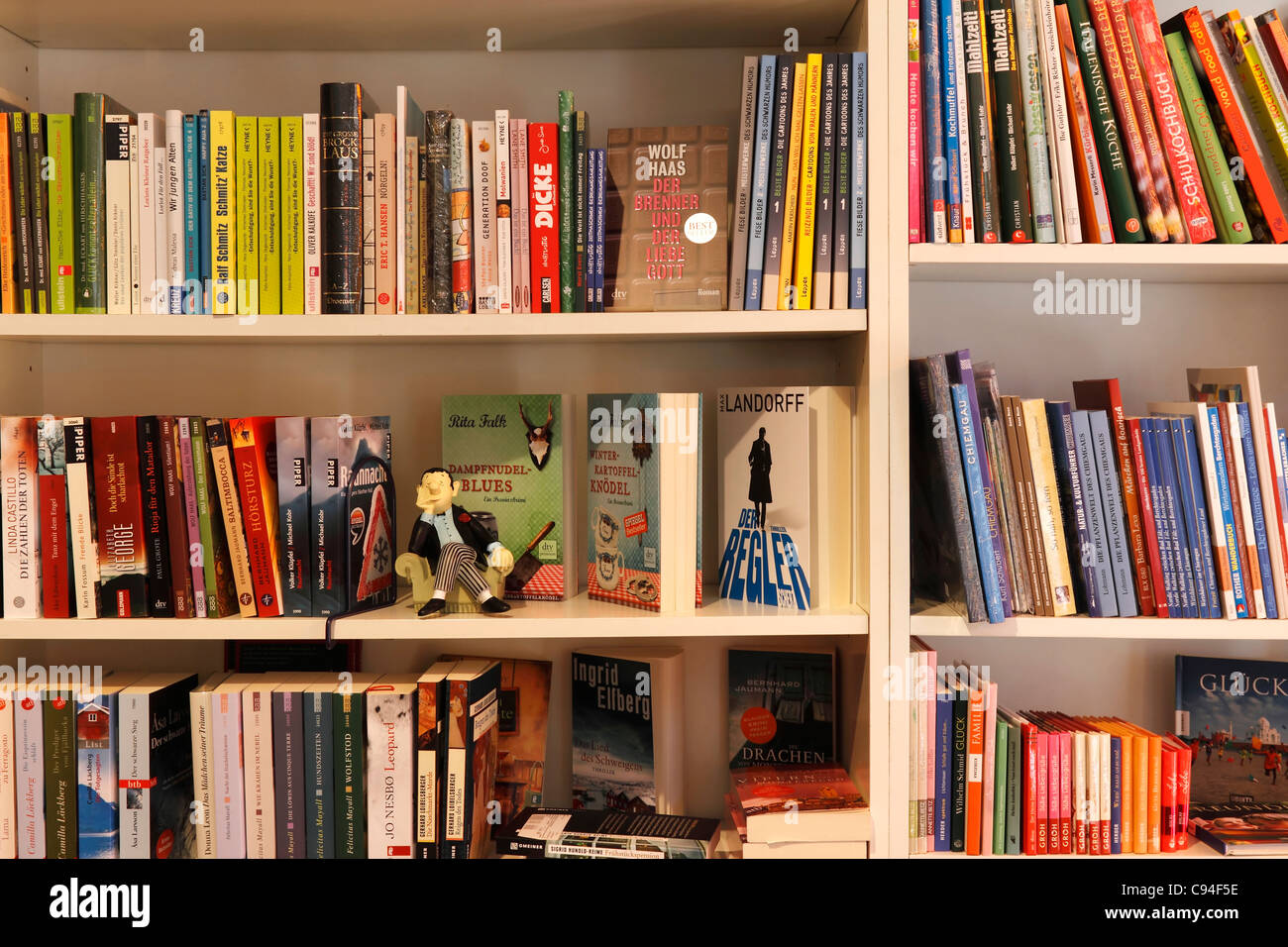 Book shelves full of books, Prien Chiemgau Upper Bavaria Germany Stock
