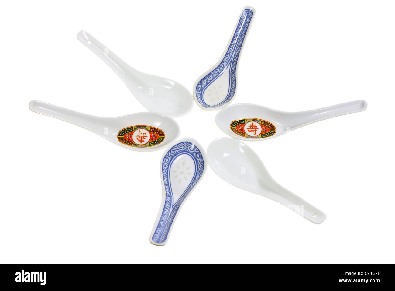 Chinese Soup Spoons Stock Photo Alamy