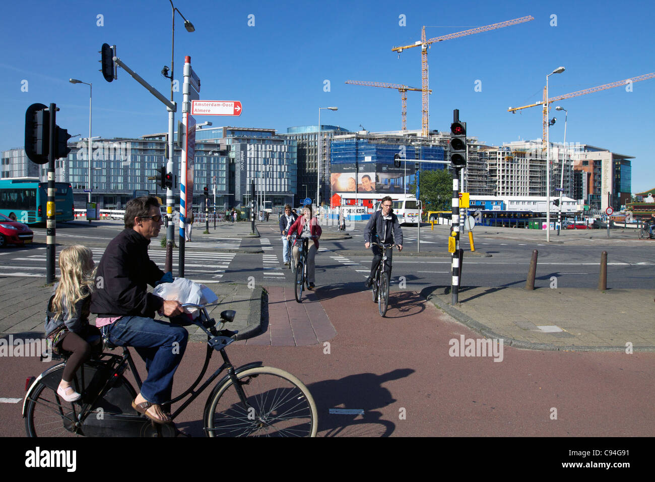 Modern Architecture and Construction Sites in Amsterdam Stock Photo