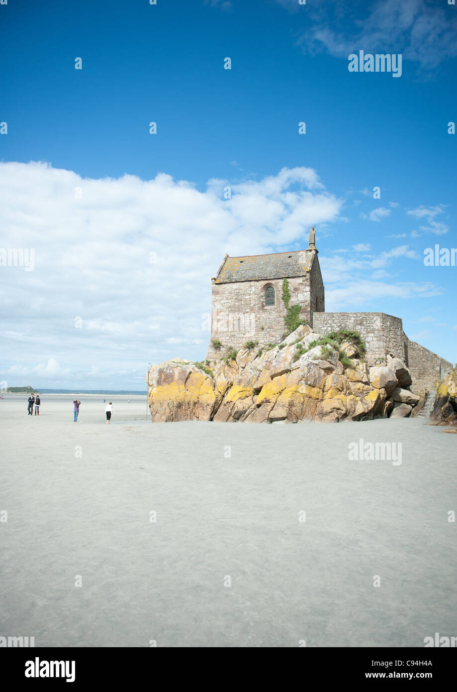 Chapel St-Aubert, part of the UNESCO world heritage Mont St-Michel in Normandy France, at low tide Stock Photo