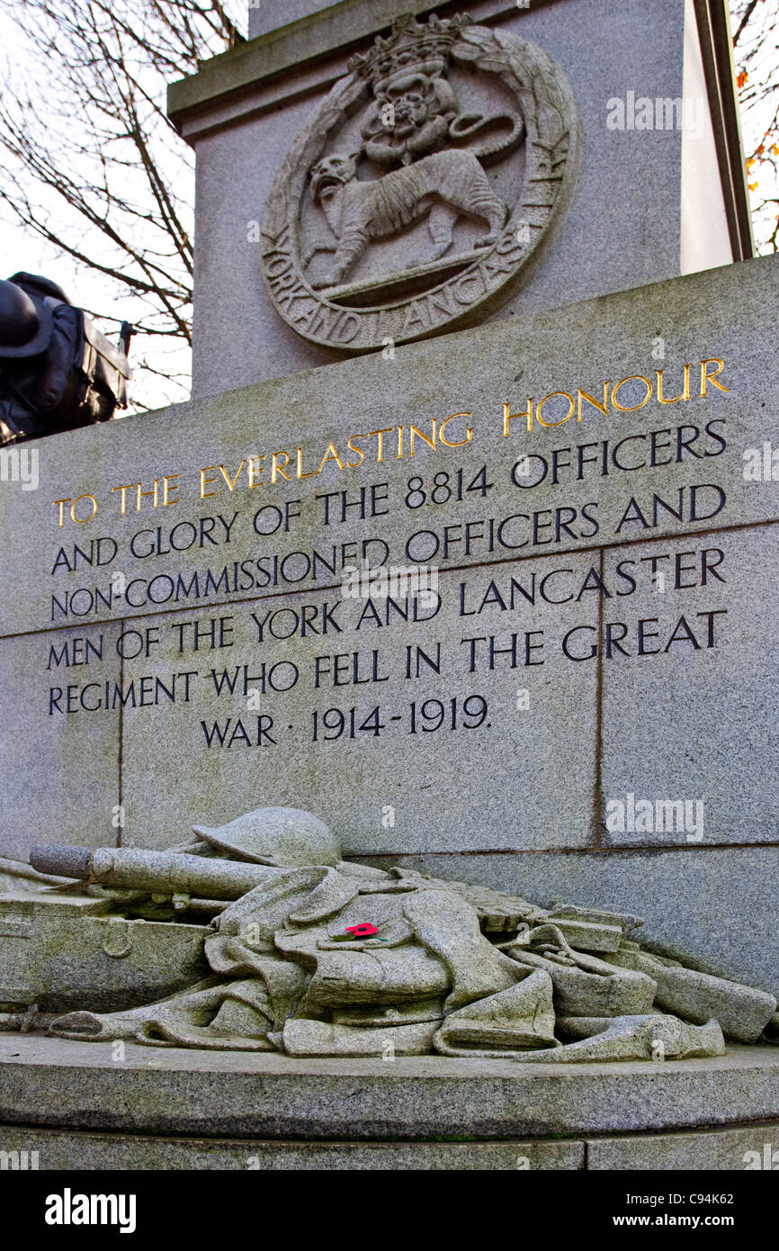 The monument to the York and Lancaster regiment in Weston Park Sheffield South Yorkshire UK Stock Photo