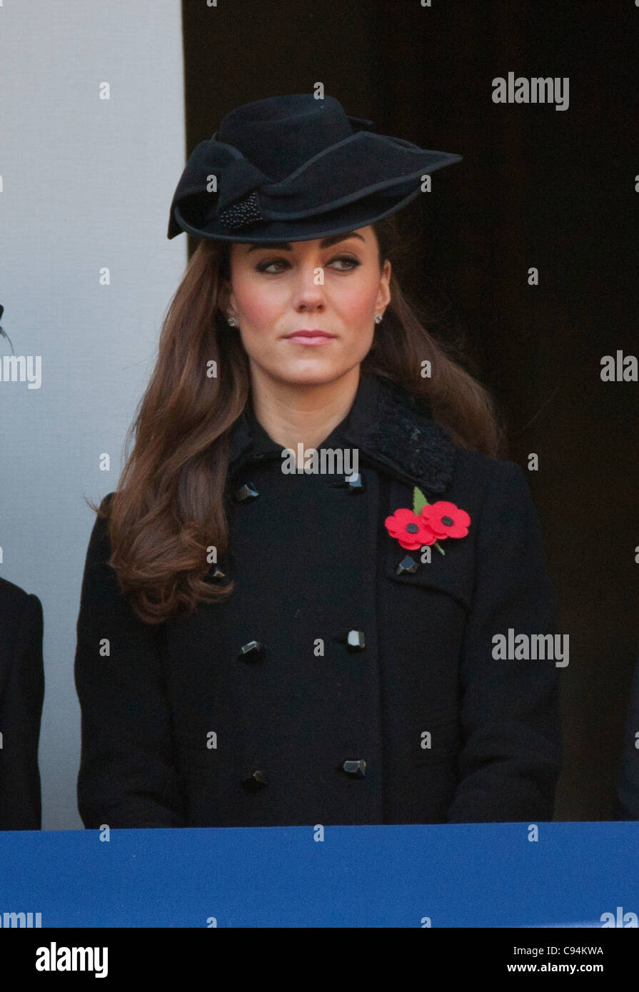 13th November 2011 London UK. Queen Elizabeth leads members of the royal family at the Remembrance Sunday service at the Cenotaph in central London. Stock Photo