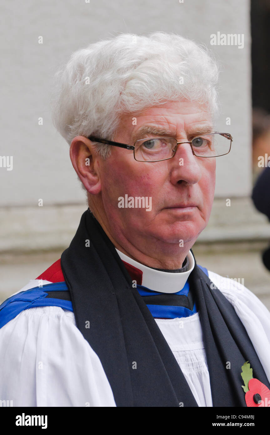 Church of Ireland Archdeacon  Reverend Jack Patterson at the Remembrance Sunday wreath laying ceremony, Belfast 13/11/2011 Stock Photo