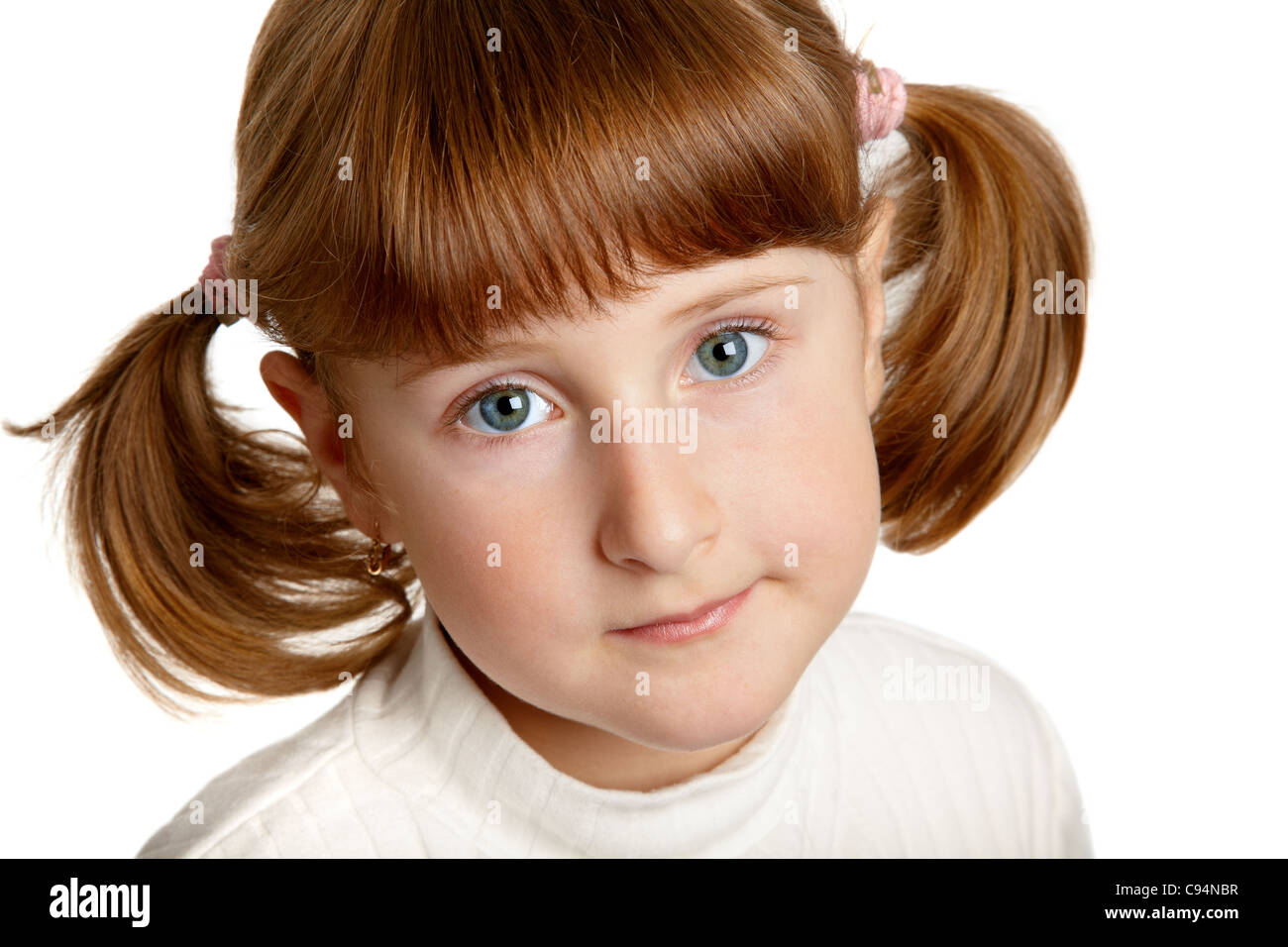 Portrait of a little girl smiling isolated on white background Stock ...