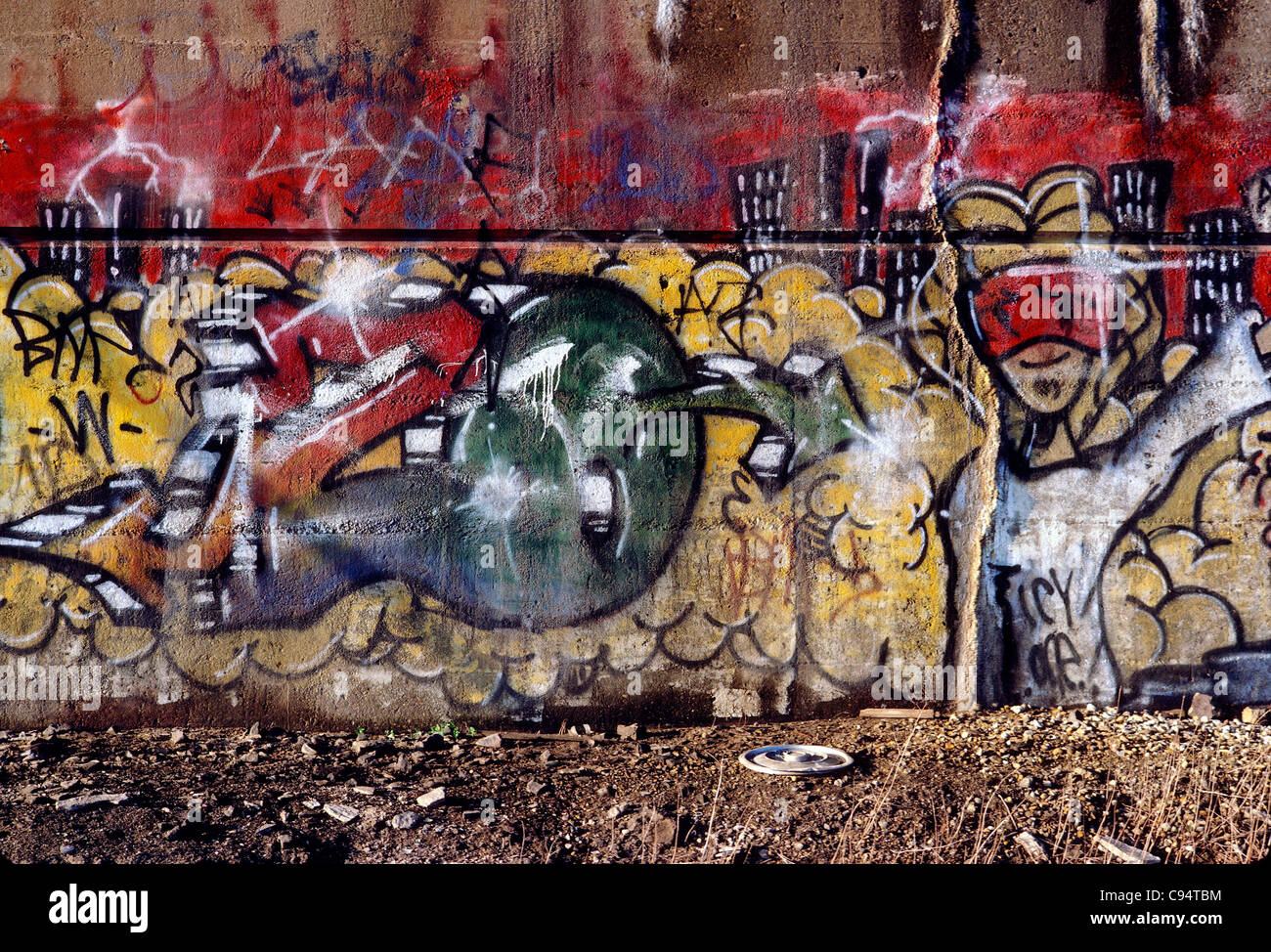 Colorful graffitti art on a concrete wall in Philadelphia, Pennsylvania, USA Stock Photo