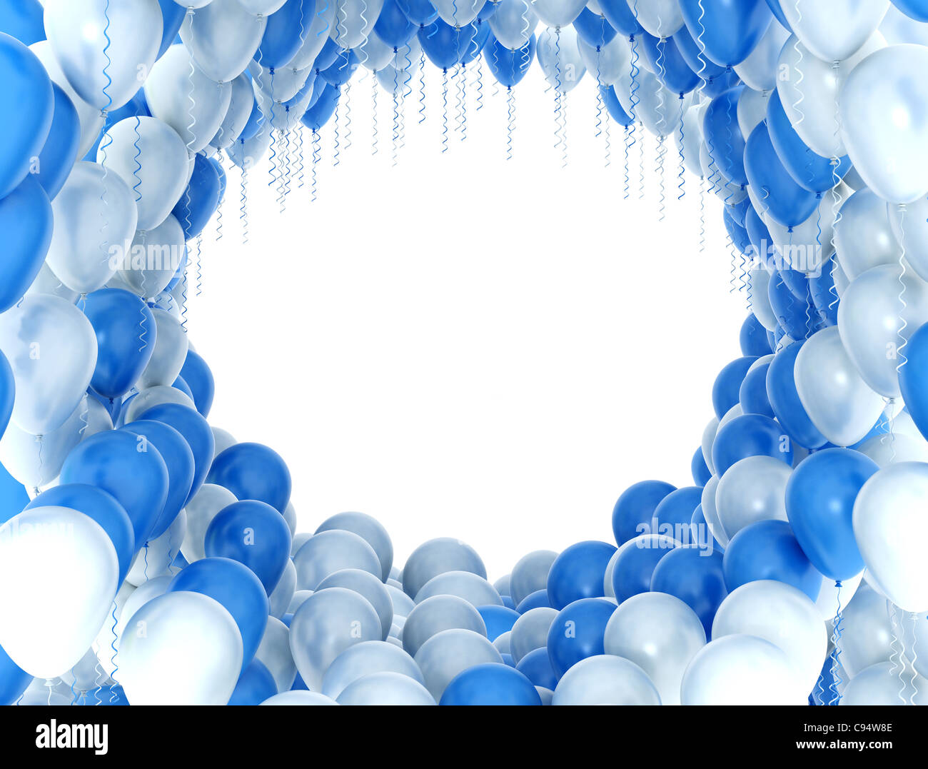 Celebration background blue and white balloons Stock Photo - Alamy