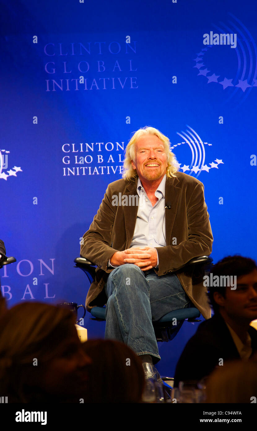 9/2010-New York-Richard Branson, speaking at the Clinton Global Initiative at Sheraton Hotel.Richard Branson was speaking on a panel about business and world events. Stock Photo