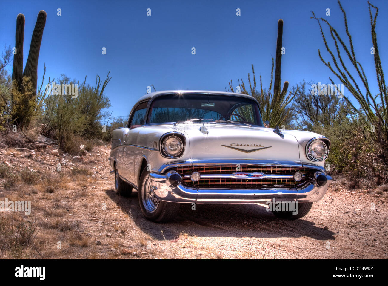 Classic Chevrolet on a dirt road in Tucson Stock Photo Alamy
