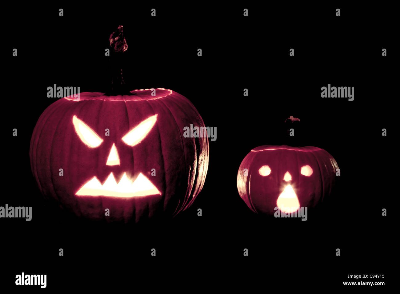 Scary jack-o-lanterns pumpkins Stock Photo - Alamy