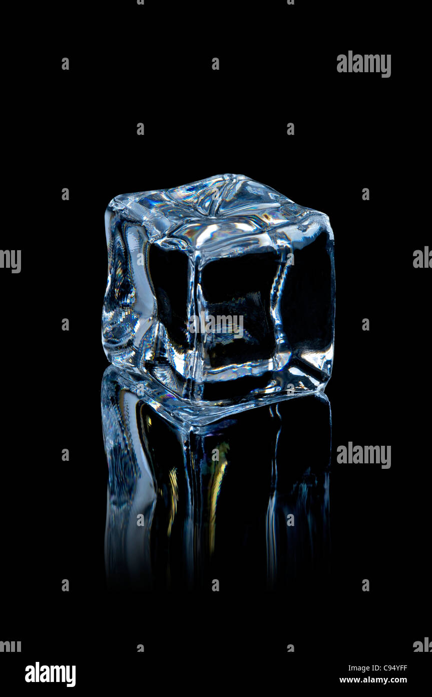 ice cube on the black background with reflection Stock Photo - Alamy