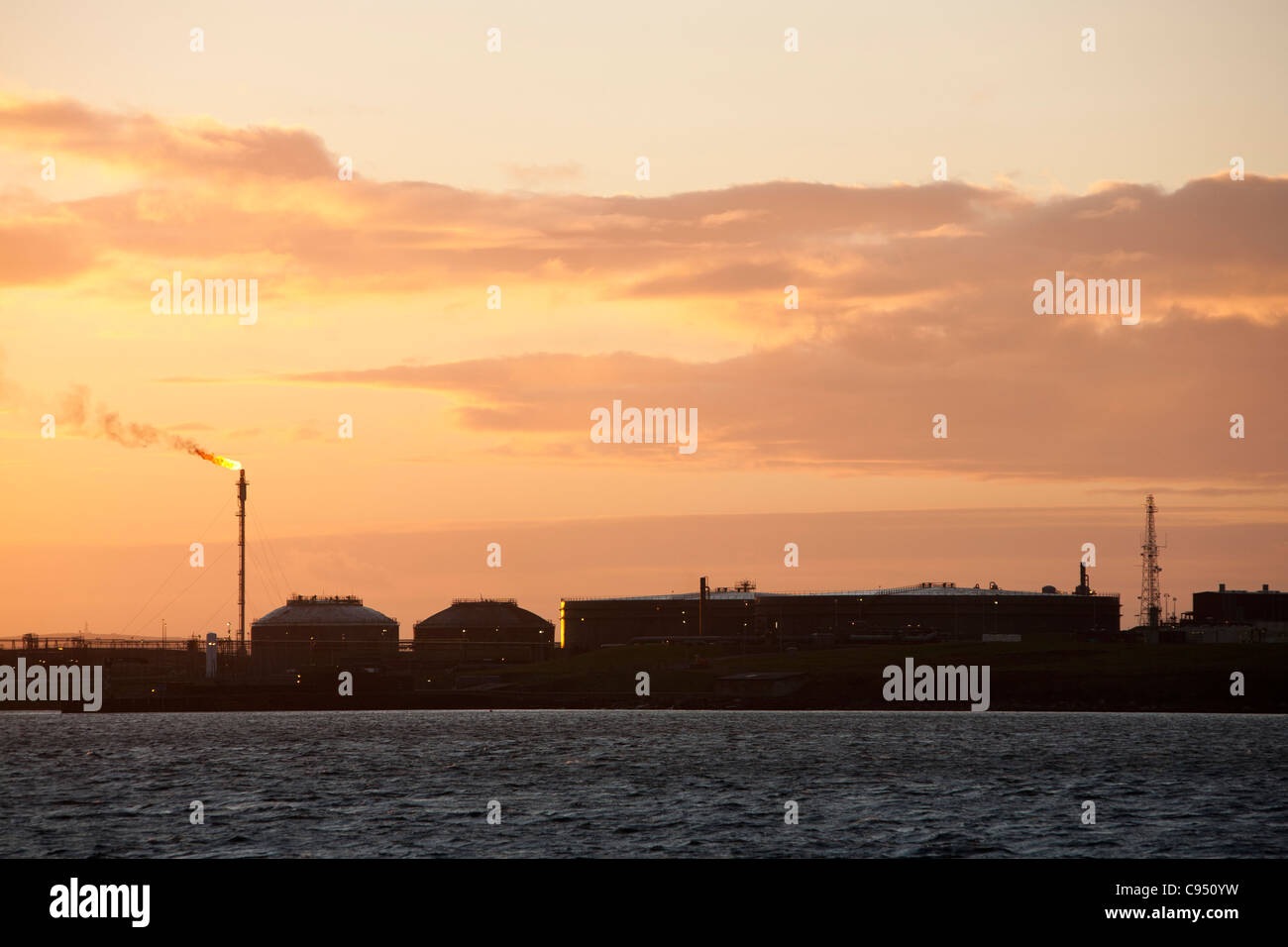 The Flotta oil terminal on the Island of Flotta in the Orkney's Scotland, UK. 1 Stock Photo