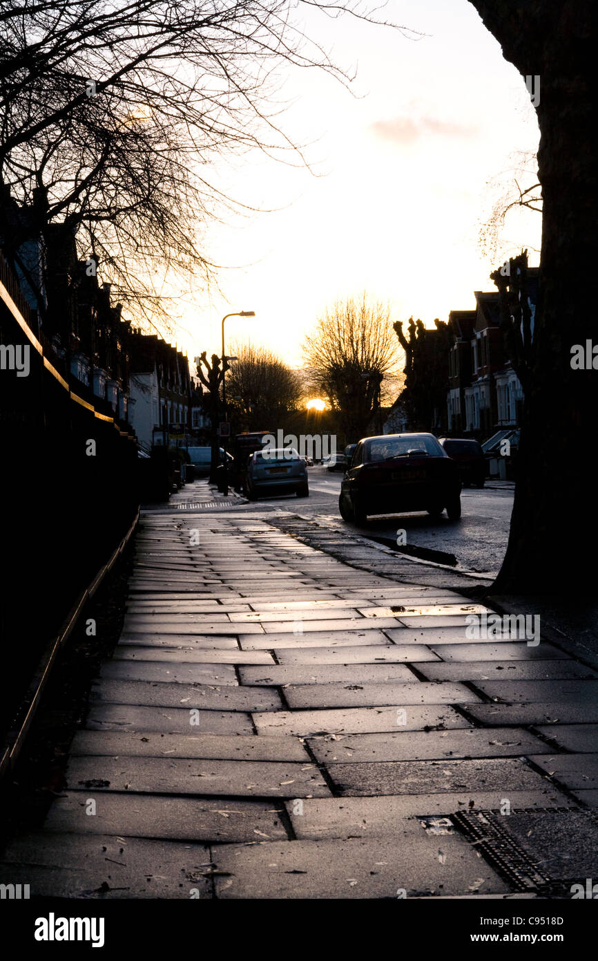 Street in London at sunset. Stock Photo