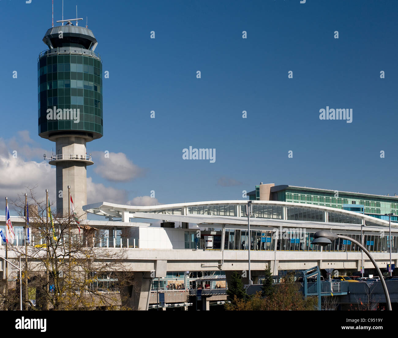 Tower and station at Vancouver International Airport in Richmond Stock Photo