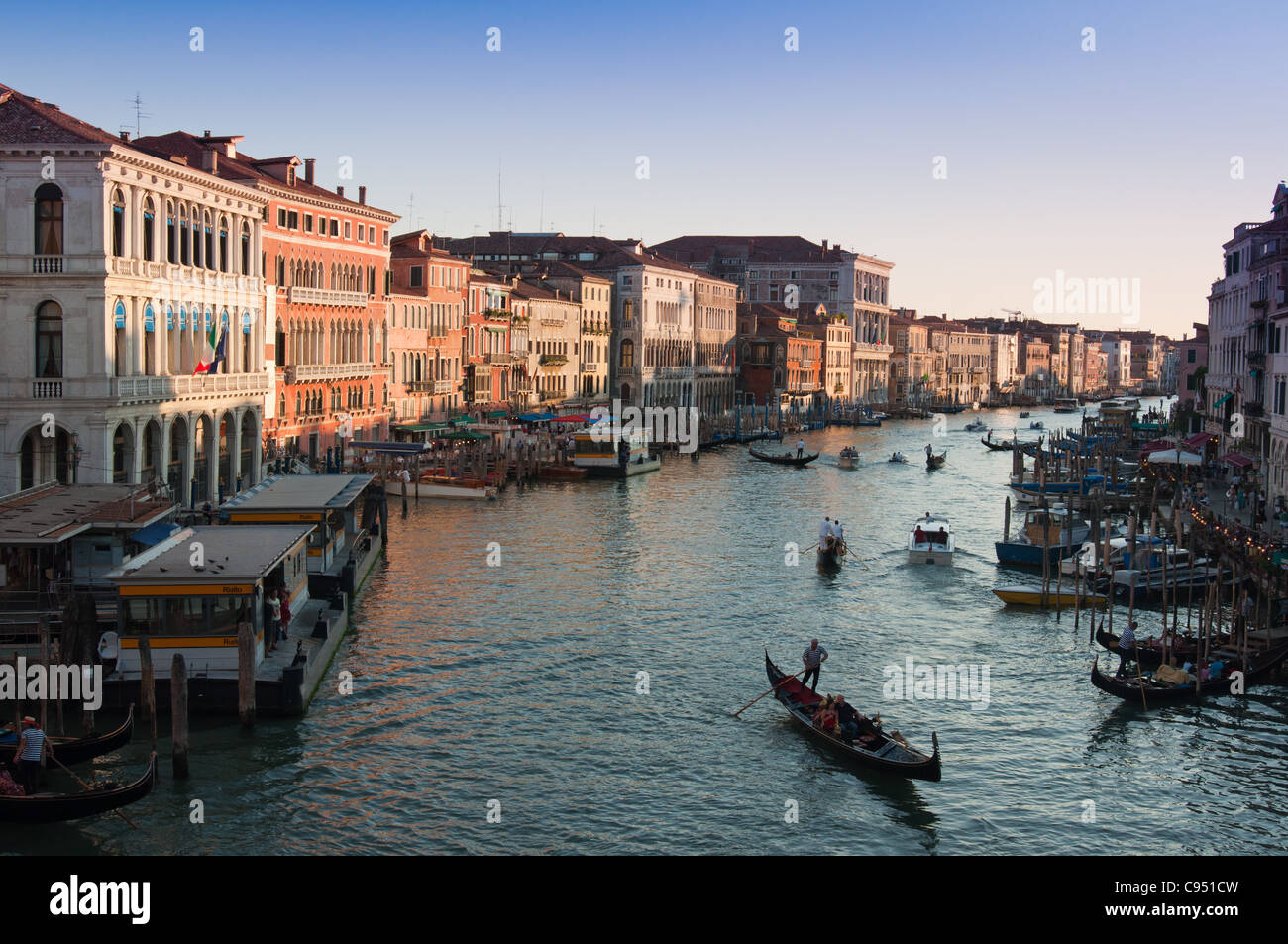 Venice Grand Canal with gondolas at sunset. Italy Stock Photo - Alamy