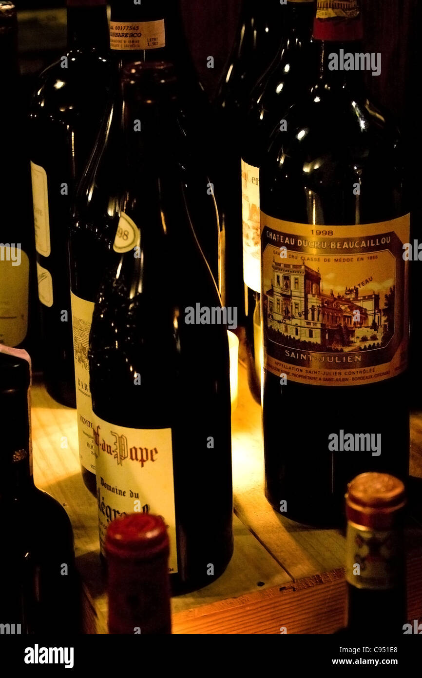 Bottles of French red wine Stock Photo Alamy