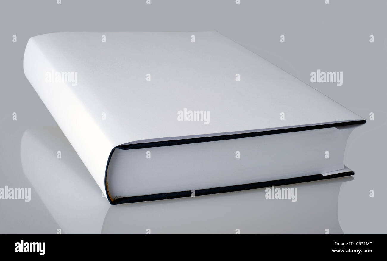 Plain white book with hard cover Stock Photo