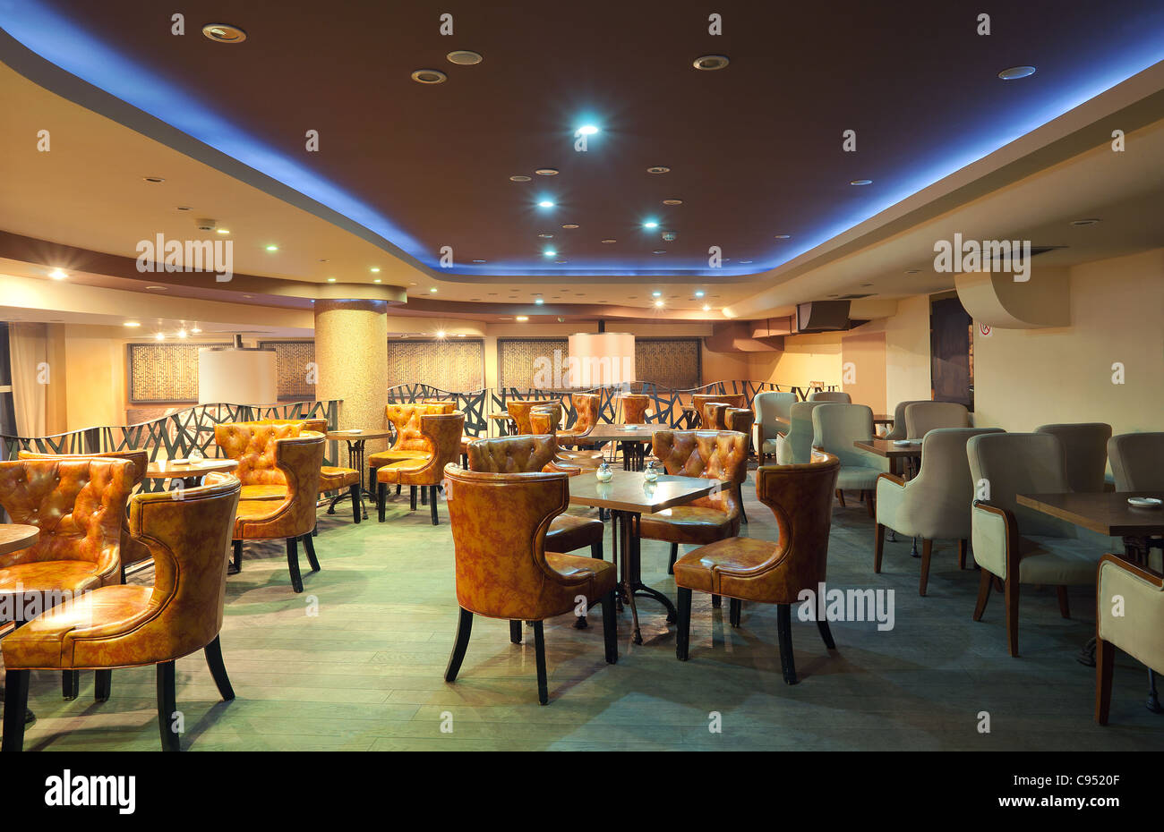 Interior of a modern restaurant, classical design, by night Stock Photo ...