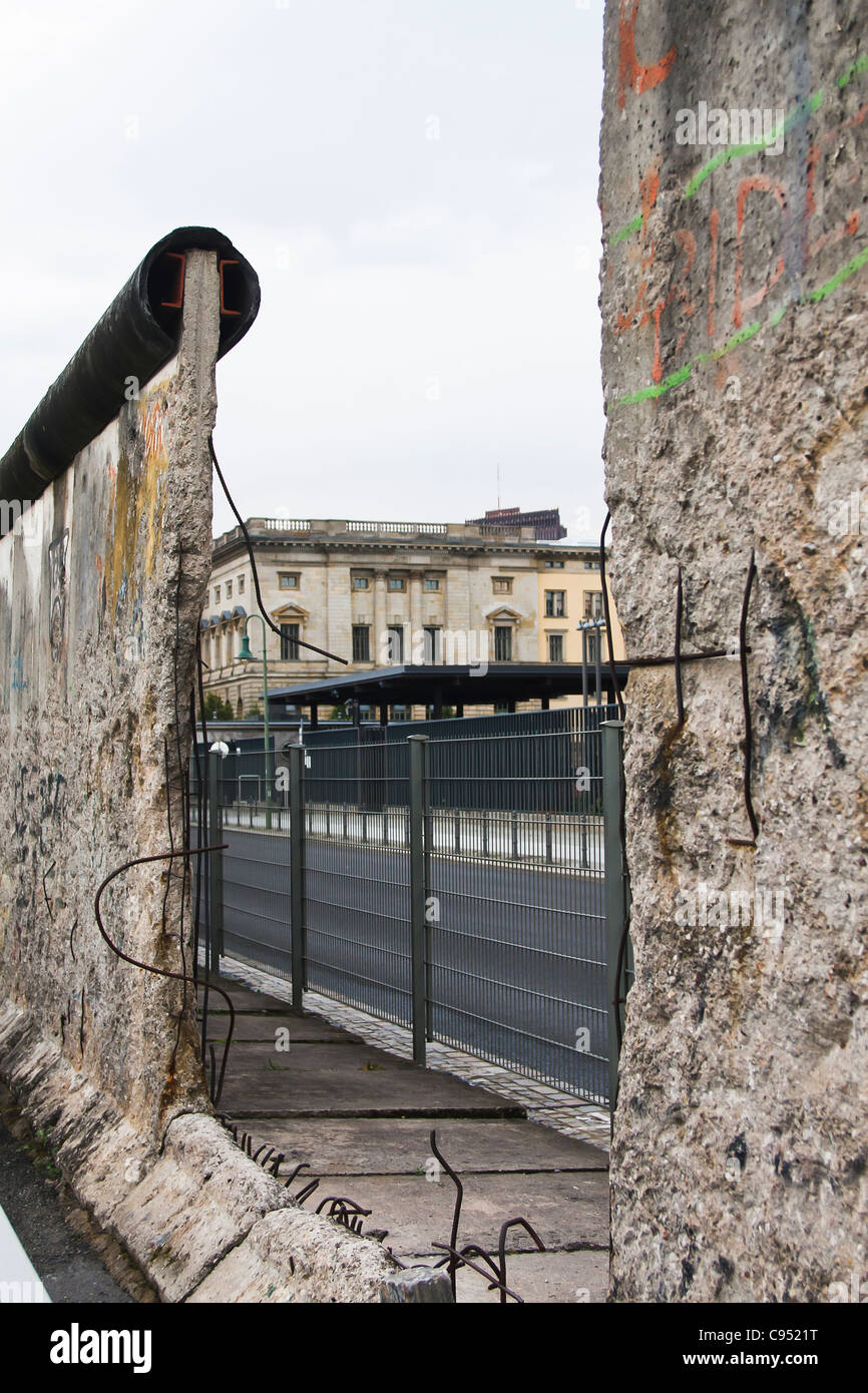 Gap in The Berlin Wall. Topography of Terror Museum. Site of the Gestapo HQ. Berlin, Germany. Stock Photo