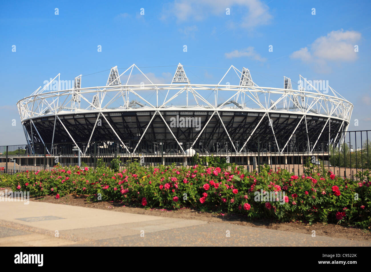 The Olympic stadium for the 2012 Games, in Stratford, taken from the View Tube at Pudding Mill Lane, London, UK Stock Photo