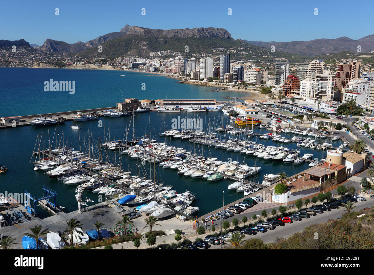 Marina of the Mediterranean Resort Calpe in Spain Stock Photo