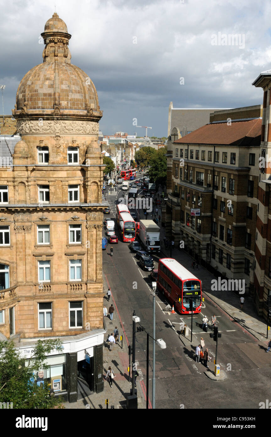 Angel Islington showing the dome or corner cupola of the former Lyon's Corner House now the Co-operative bank taken from above Stock Photo