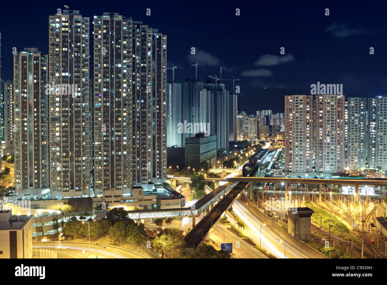 Hong Kong downtown at night Stock Photo - Alamy