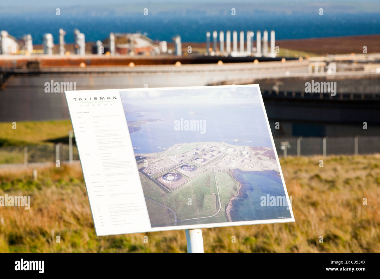 The Flotta oil terminal on the Island of Flotta in the Orkney's Scotland, UK. Stock Photo