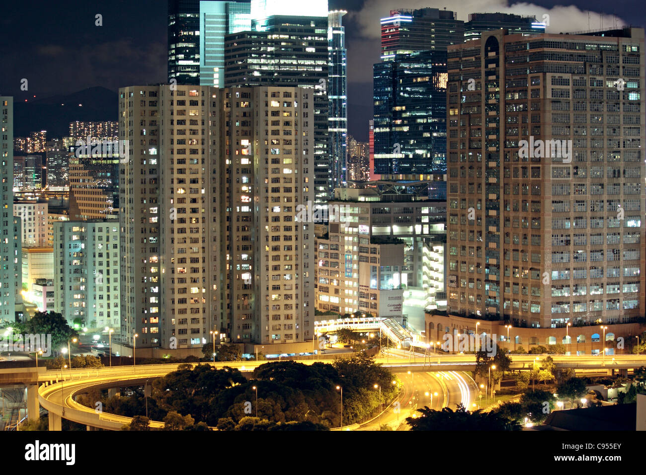 Hong Kong downtown at night Stock Photo - Alamy