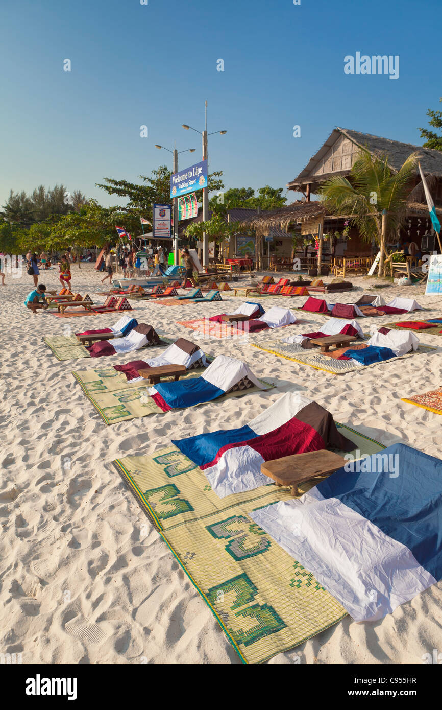 Mats And Pillows On The Beach On Ko Lipe Island Thailand Stock