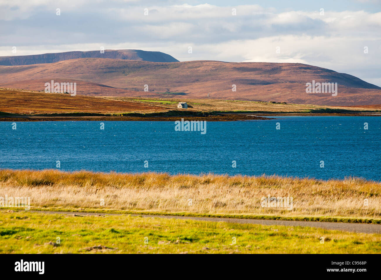 The isle of Hoy from Flotta in the Orkney's, Scotland, UK. Stock Photo