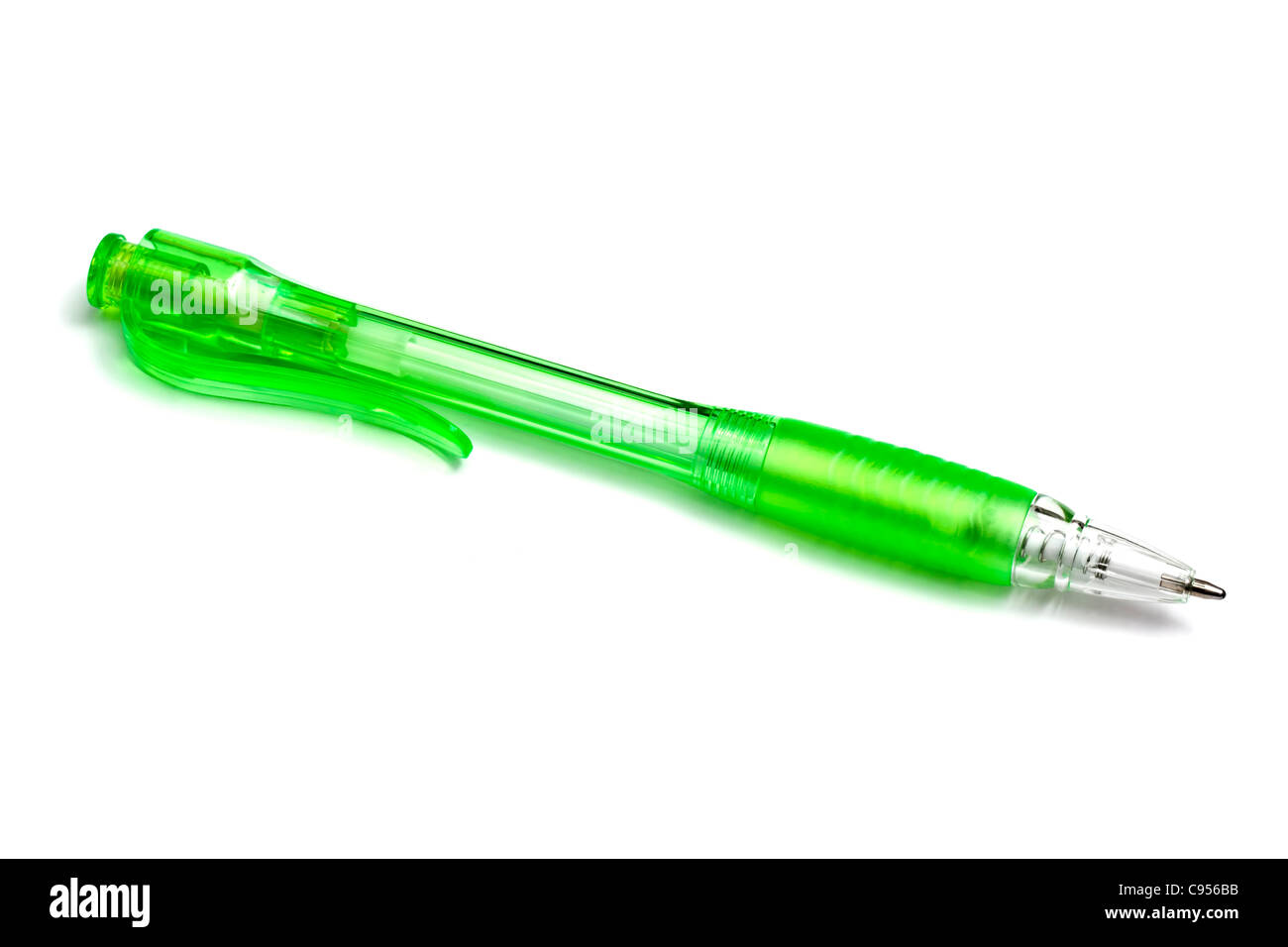 Green Ball Point Pen Isolated On White background Stock Photo Alamy