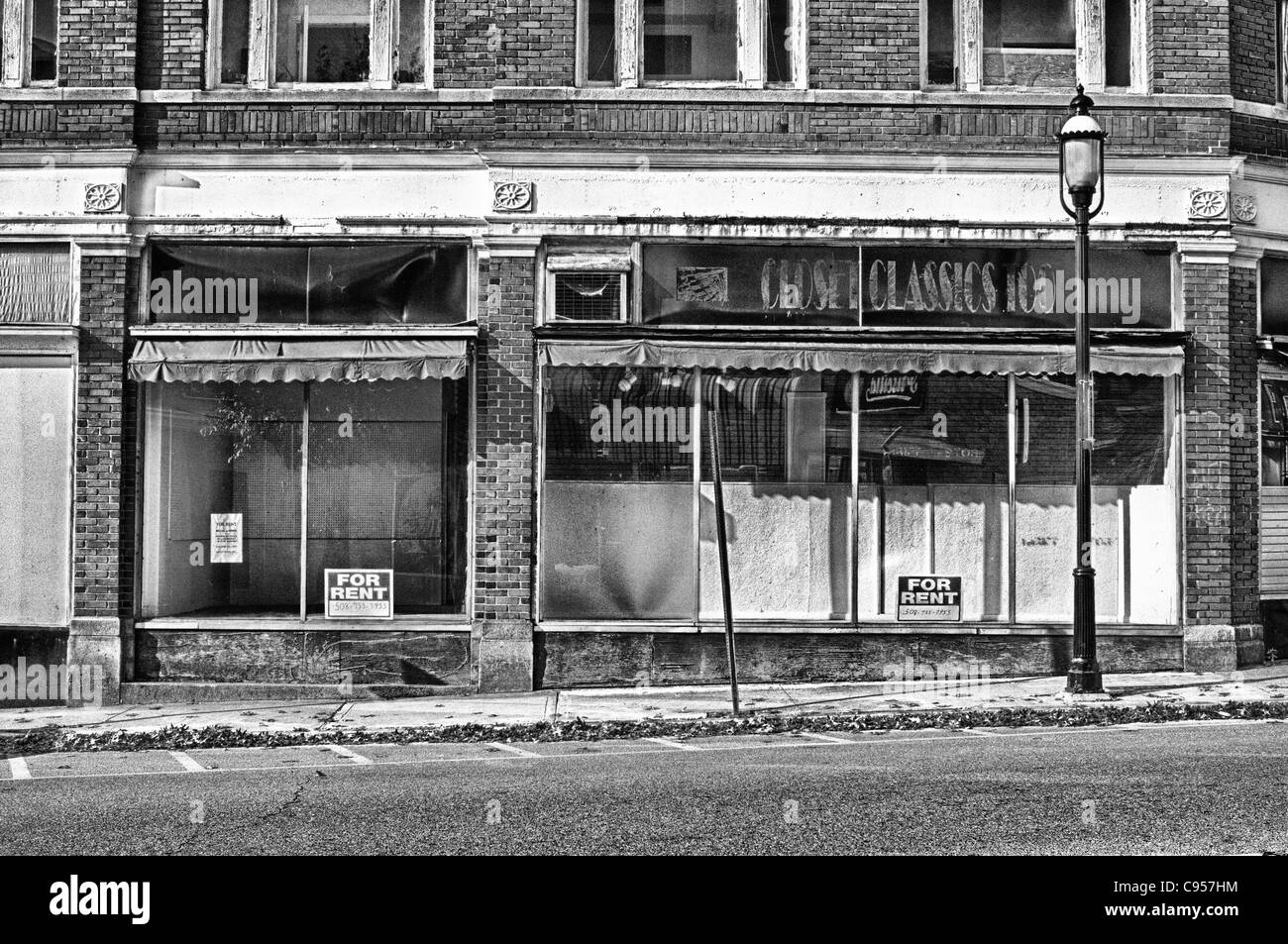 Empty store front in downtown Gardner, Massachusetts Stock Photo